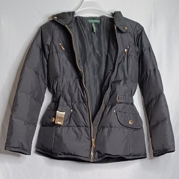 Lauren Ralph Lauren Puffer Jacket Womens XS Black Down Feather Hooded Outdoor - Picture 4 of 10